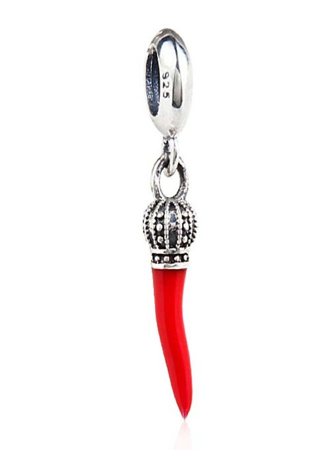LAMOONY Red Horn Charm 925 Sterling Silver Crown Charm Red Pepper Charm Chilli Charm for Bracelet - Image 2